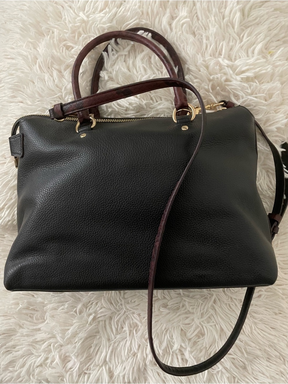 Coach Mini Emma Python Accent Satchel Leather Shoulder Bag - Picture 2 of 6